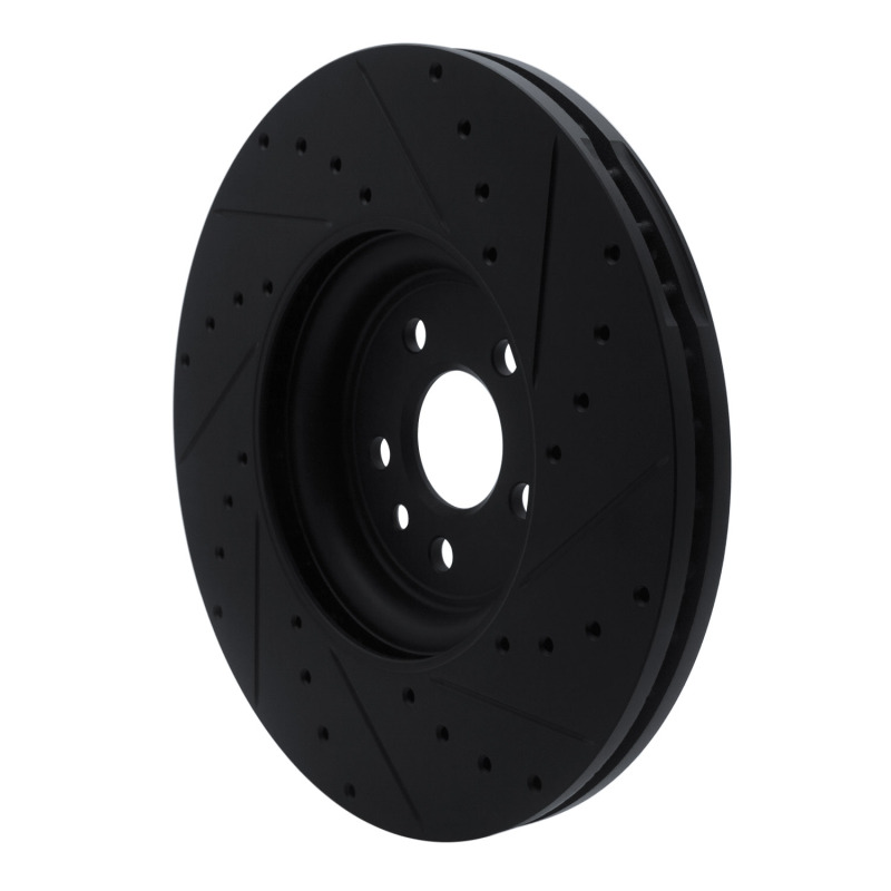 Jaguar F-Pace Brake Rotor (1) - Front Left - R1 Concepts - Drilled & Slotted - Black - `17-`20